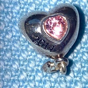 Chamilia sterling silver MOM HEART pink bead charm